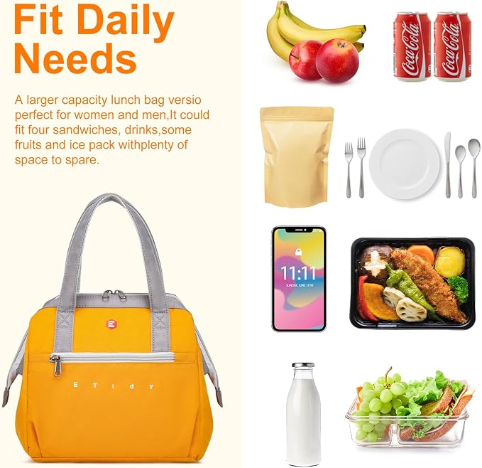 ETidy Fashionable & Lightweight Reusable Lunch Bag Large Capacity Waterproof & - Image 5