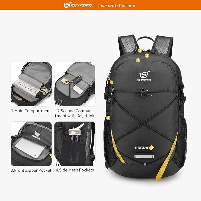 SKYSPER Small Hiking Daypack, 20L Lightweight Travel Backpacks Day Hike Pack - Image 3