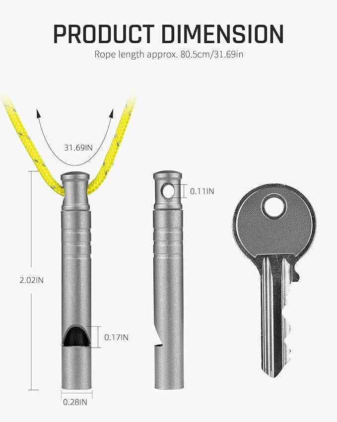 TISUR Titanium Emergency Whistle, 120db Safety Whistle - Image 2