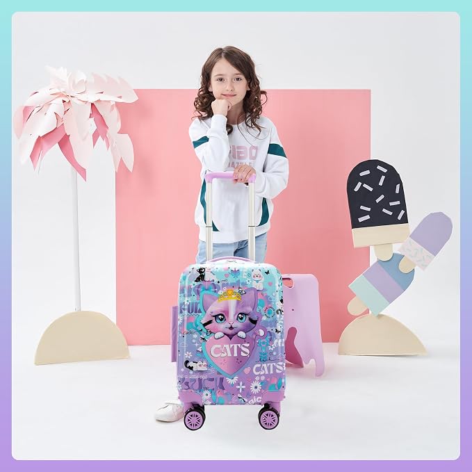 Cute Cat Kid's Luggage Set 2 Piece Suitcase Set 16" Hardside Luggage - Image 5