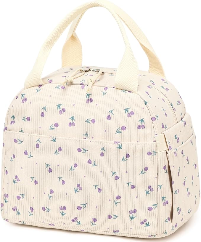Bluboon Lunch Bag for Women Men Cute Corduroy Lunch Tote Bags Reusable by BLUBOON