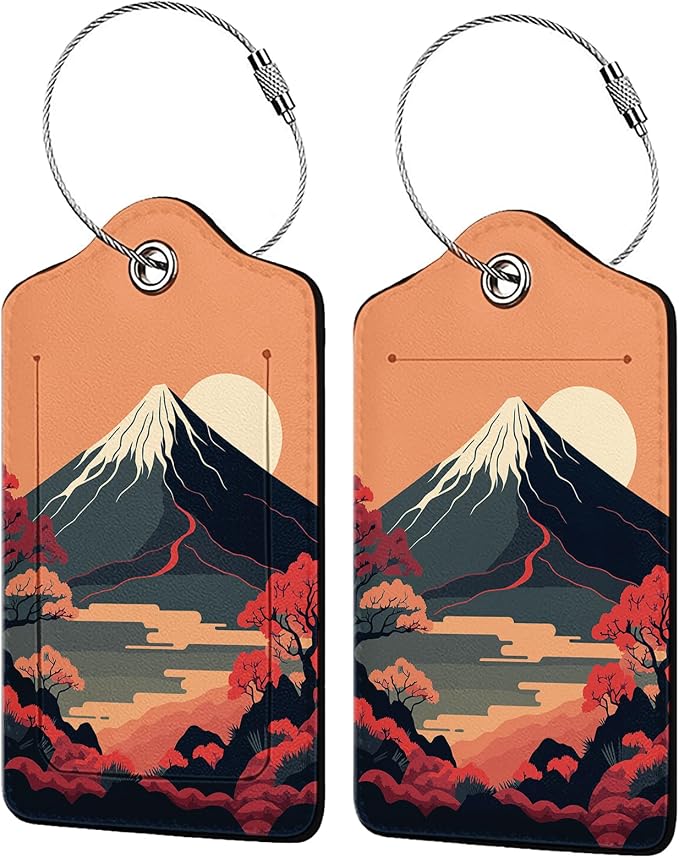 Mount Fuji 2-Pcs Premium Leather Tags by Unknown