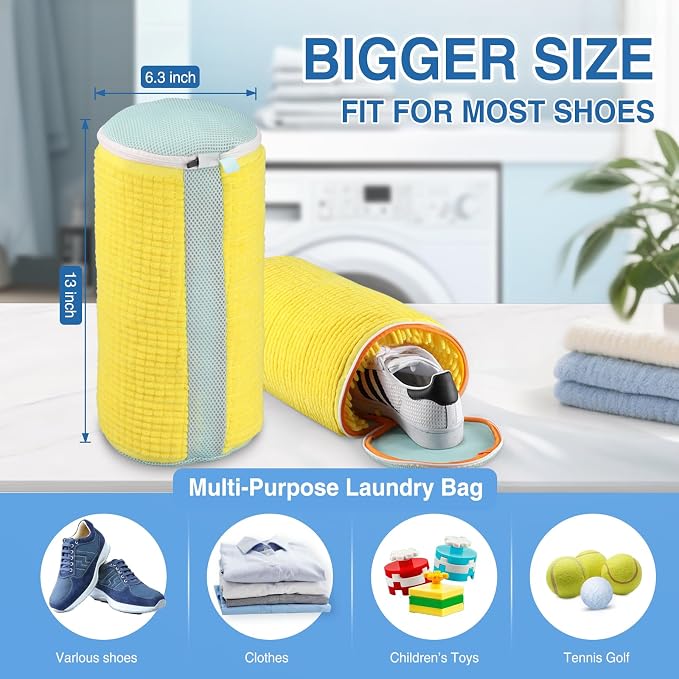 Shoe Washing Machine Bag 2PCS, Reusable Durable Zipper Laundry Bag Shoe Washing - Image 5