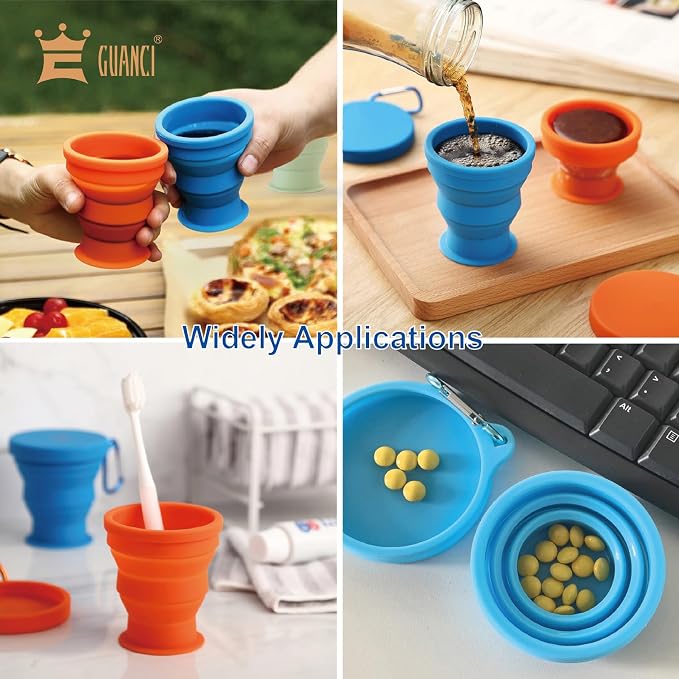 GUANCI Silicone Collapsible Travel Cup Set Silicone Folding Camping Cup - Image 6