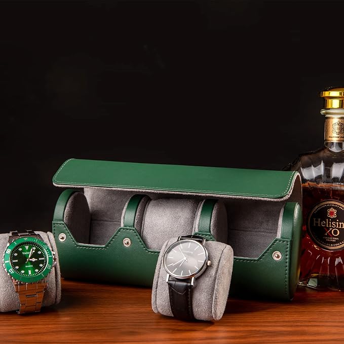 MR.OKAY 3 Watch Travel Case- Classic Leather Watch Case - Image 5