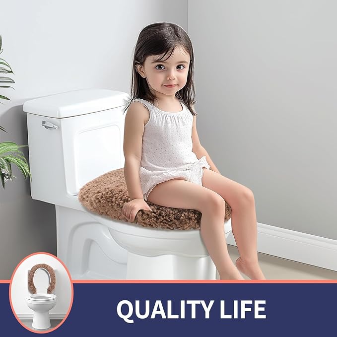 Microfiber Elongated Toilet Seat Cover 19.5"x 15" Machine Washable Solid Toilet - Image 5