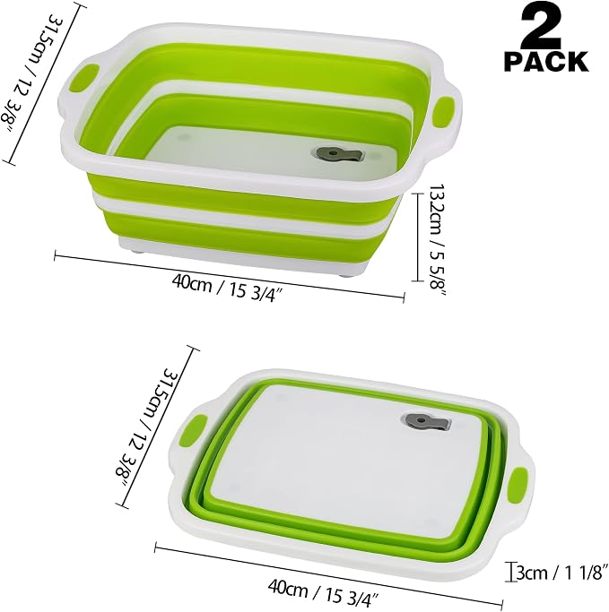 2 Pack Collapsible Cutting Board, Foldable Dish Tub - Image 2