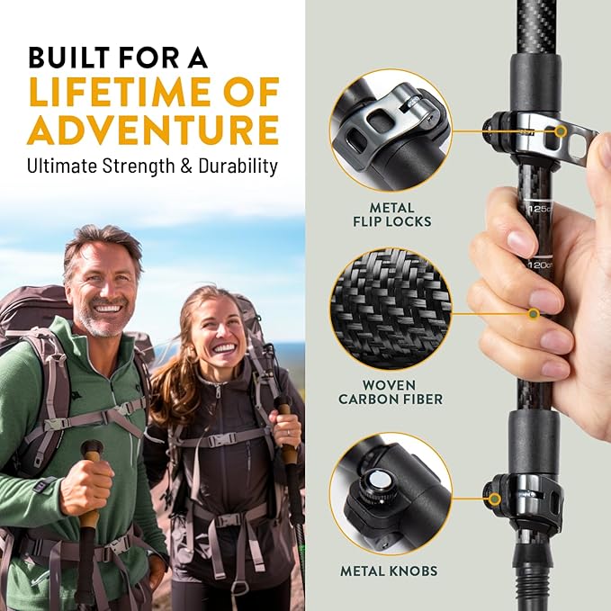 100% Carbon Fiber Trekking Poles by USA Brand - Image 3