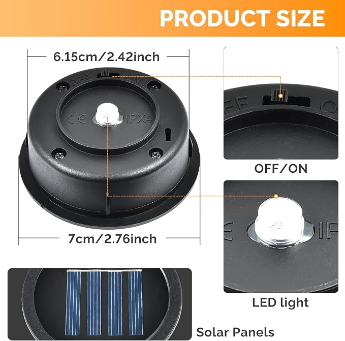 ELUTENG Solar Light Replacement Top 4 Pack LED Solar Lantern Light Lids Outdoor - Image 6