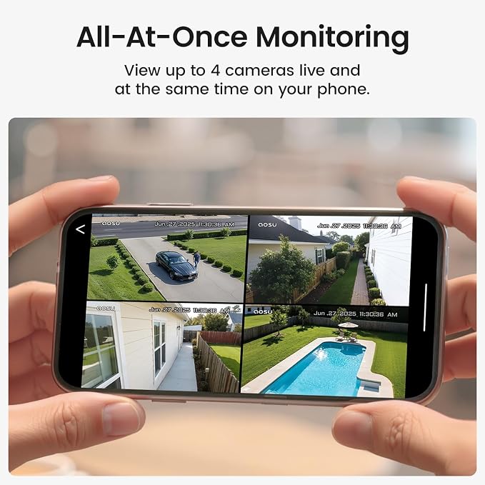 aosu Security Cameras Wireless Outdoor, 6-Cam Kit, No Subscription, Homebase - Image 3