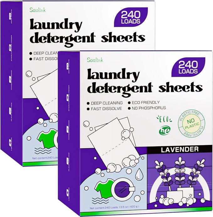 Soulink Laundry Detergent Sheets, 480 Loads, Eco-Friendly, Plant-Based by Soulink