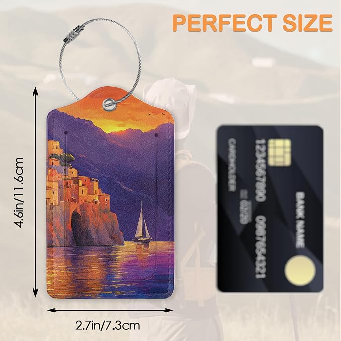 Retro Seaside Village 3 PCS PU Leather Luggage Tags - Image 2