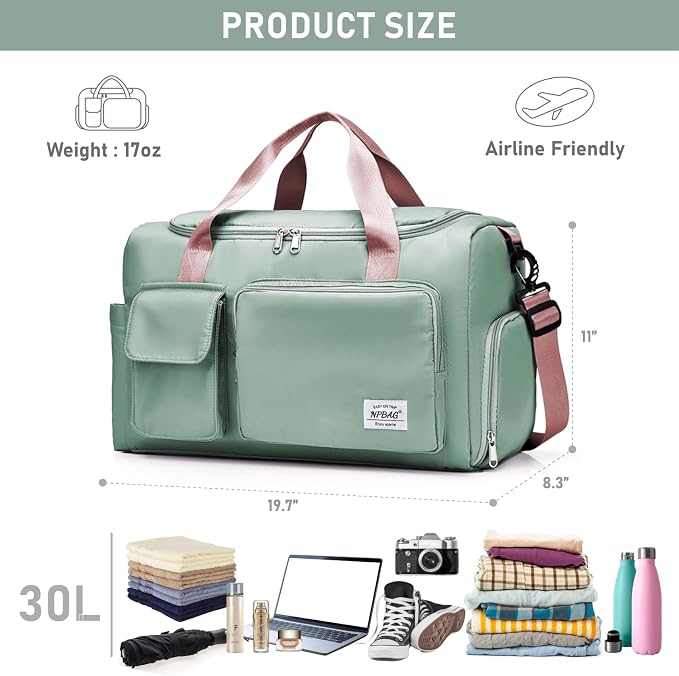 NPBAG Women Travel Duffel, Gym Workout Overnight Bag, Mommy Hospital Bag - Image 3