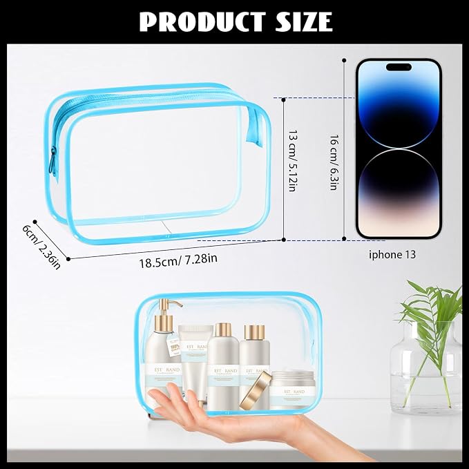 16 Pieces Clear Cosmetic Bags, PVC Clear Pouch - Image 2