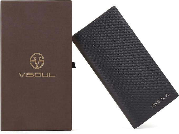 VISOUL Mens Leather Long Checkbook Bifold Wallets - Image 7
