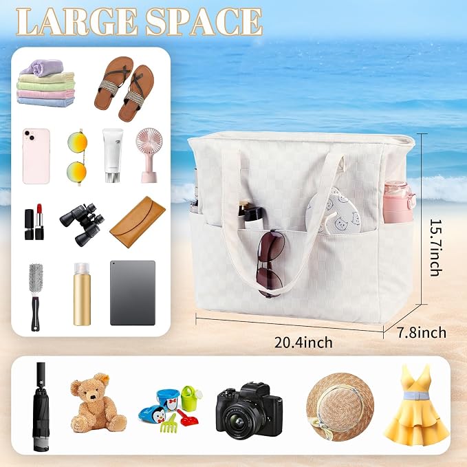 LEDAOU Beach Bag Waterproof Sandproof Women Tote Bag Pool Bag - Image 5