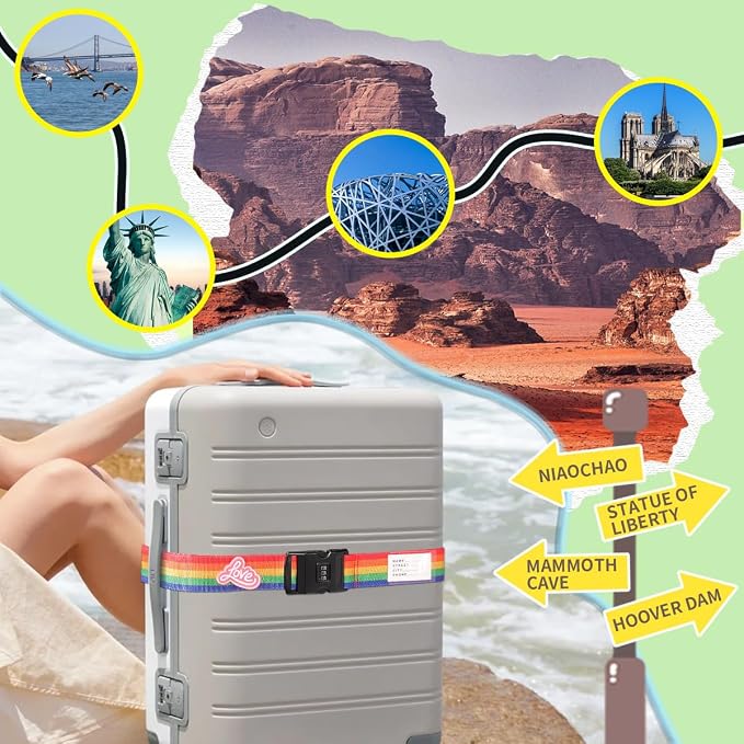 Adjustable Luggage Straps with Combination Lock – 4 Pack Bright Colors - Image 3
