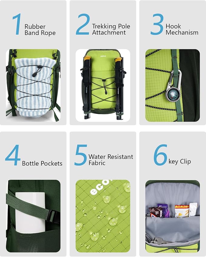 ECOHUB Small Hiking Backpack for Men Women, 20L Lightweight Travel Backpacks - Image 5