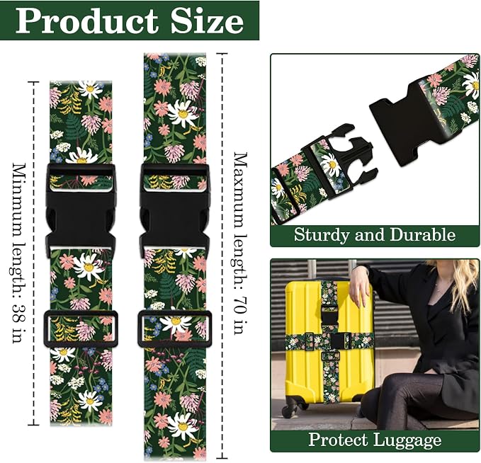 Wildflowers Luggage Straps for Suitcases TSA Approved, Luggage Identifiers for - Image 2