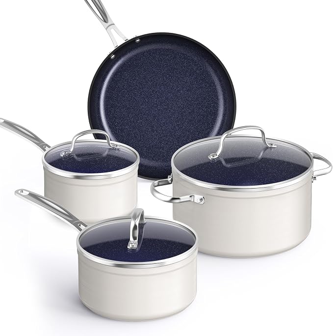 Nuwave Healthy Duralon Blue Ceramic Nonstick Coated 7pc Cookware Set, by NuWave