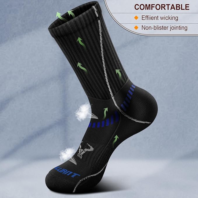 BULLIANT Compression Socks for Men 6Pairs, Athletic Crew Socks Cushioned For - Image 5