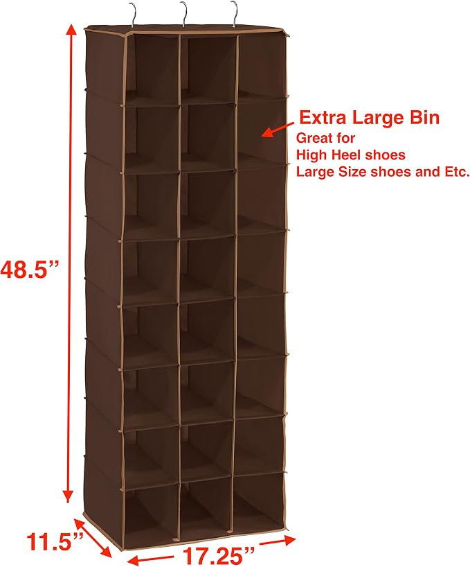 SIMPLE HOUSEWARE Hanging Closet Organizers 24 Section Shoe Shelves - Image 3