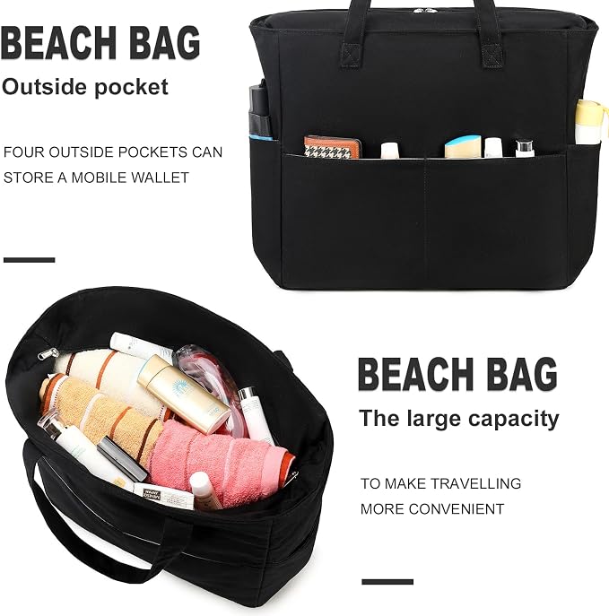 LEDAOU Beach Bag Waterproof Sandproof Women Tote Bag Pool Bag - Image 5