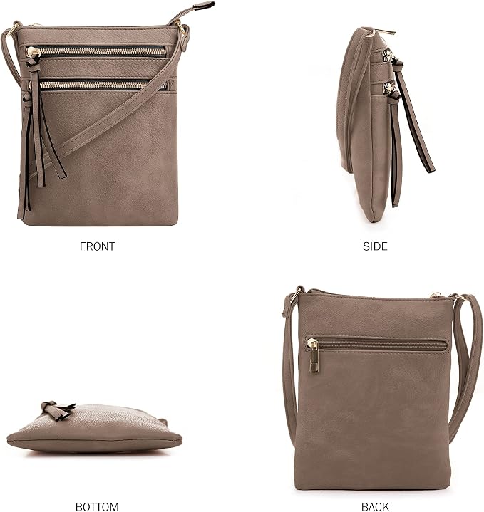 DELUXITY | Crossbody Purse Bag | Functional Multi Pocket Double Zipper Purse | - Image 2