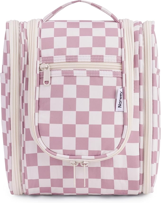 Narwey Small Checkered Hanging Travel Toiletry Bag - Image 2