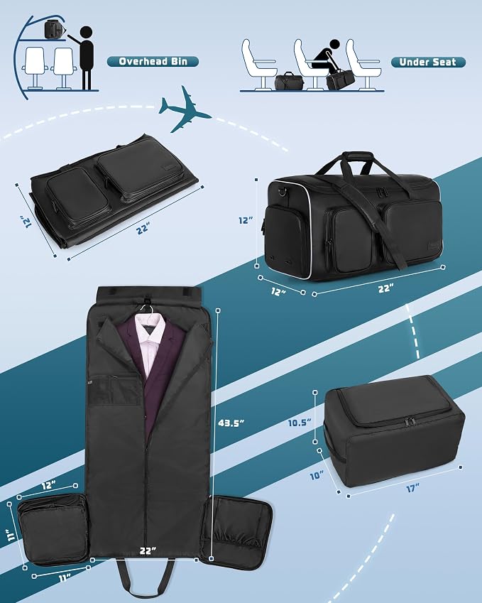 50L Convertible Garment Duffle Bag Backpack - Image 7