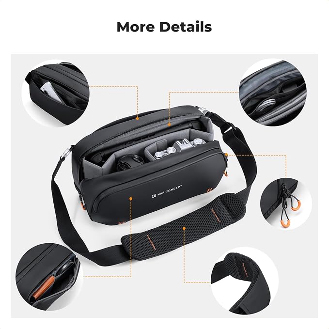 K&F CONCEPT Storage Sling Bag, Vlog Photography Camera HandBag, Portable - Image 5
