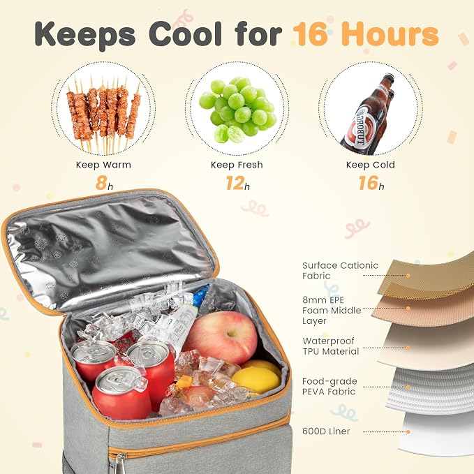 Cooler Backpack Soft Insulated Leak Proof 50 Cans Insulated Backpack Cooler - Image 3