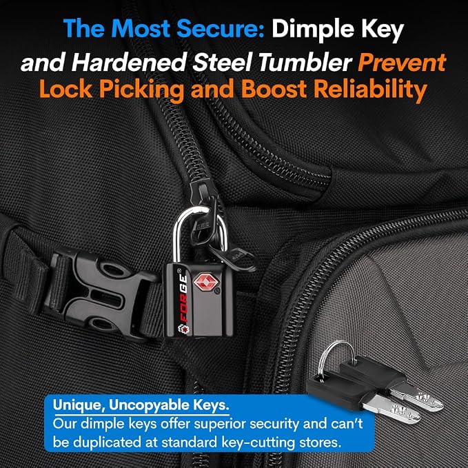 TSA Approved Luggage Locks, Ultra-Secure Dimple Key Travel Locks - Image 6