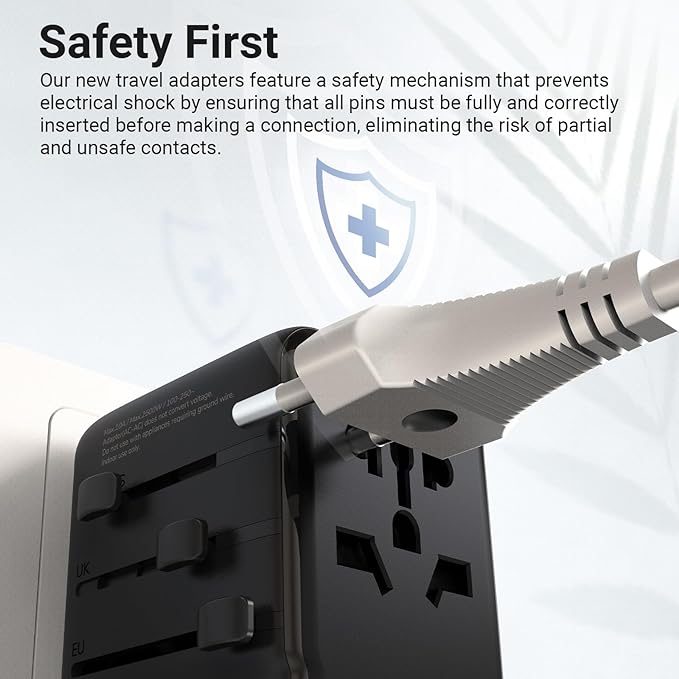 MINIX Universal Travel Adapter, International Power Plug Adapter Max 35W 3 USB - Image 4