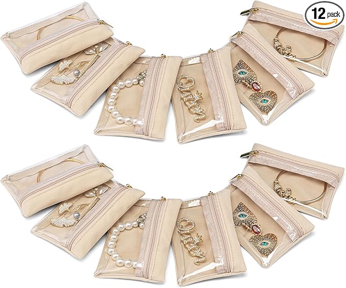 Vlando 12 Pcs Travel Jewelry Organizer Velvet Jewelry Pouch by VLANDO