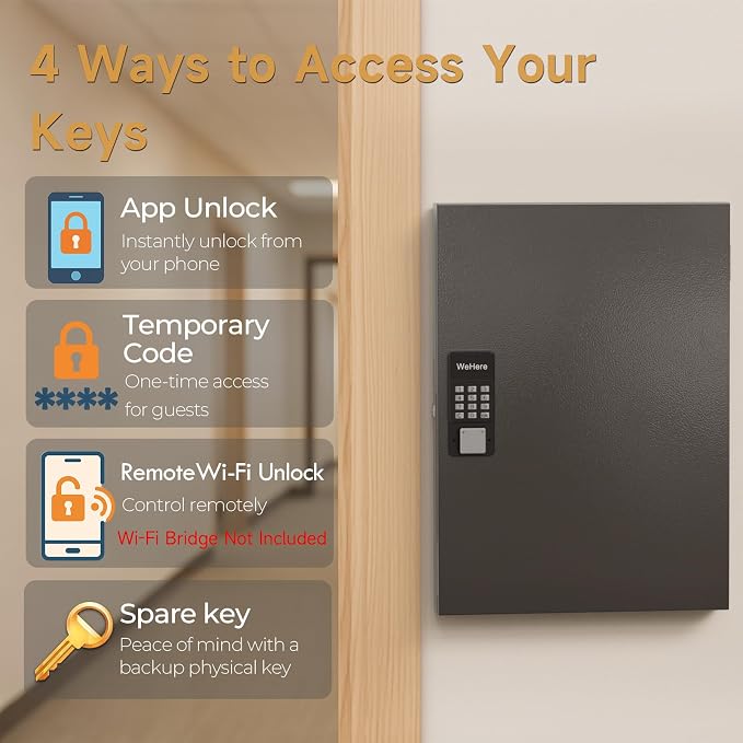 72 Key Lock Box, Key Cabinet Organizer Wall Mount use OTP Technology Unlock - Image 3