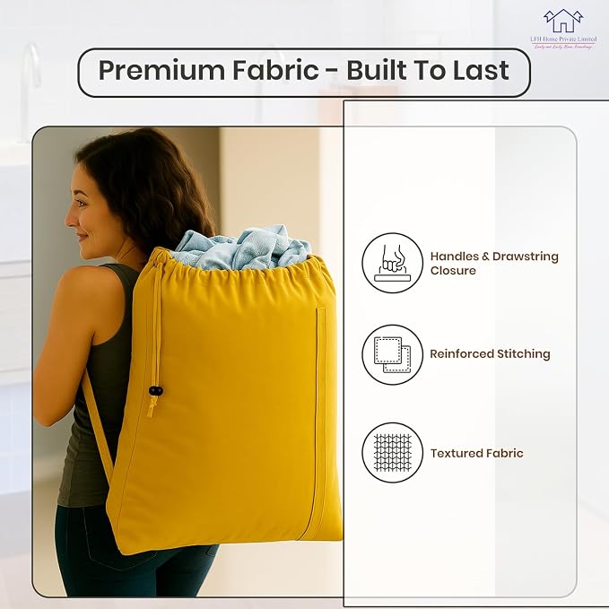 LFH Home Cotton Canvas Large Laundry Bag - Image 6