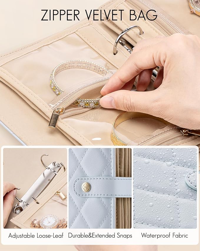 Vlando Travel Jewelry Organizer Case, Foldable Jewelry Bags Jewelry Storage - Image 3