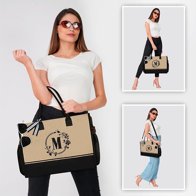 TOPDesign Personalized Initial Canvas Tote Bag, - Image 5