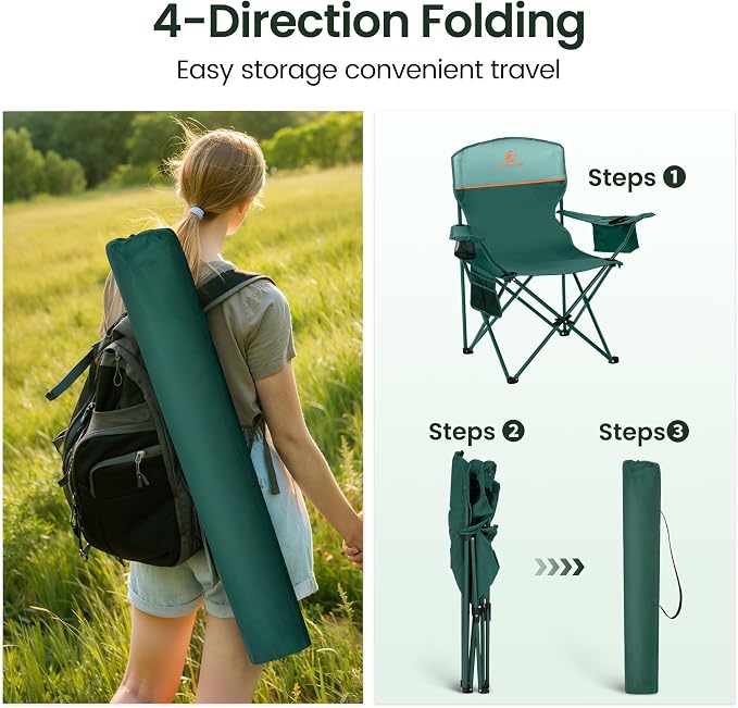 HIGH POINT SPORTS 2 Pack Portable Camping Chair - Image 8