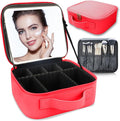 Makeup Bag with Led Mirror, Travel Makeup Organizer with 3 Color Setting by SUILU
