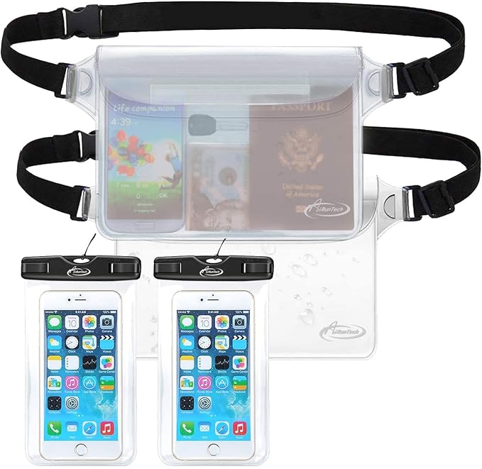 AiRunTech Waterproof Phone Pouch, Cruise Essentials 4-Piece Set, Beach Vacation by AiRunTech