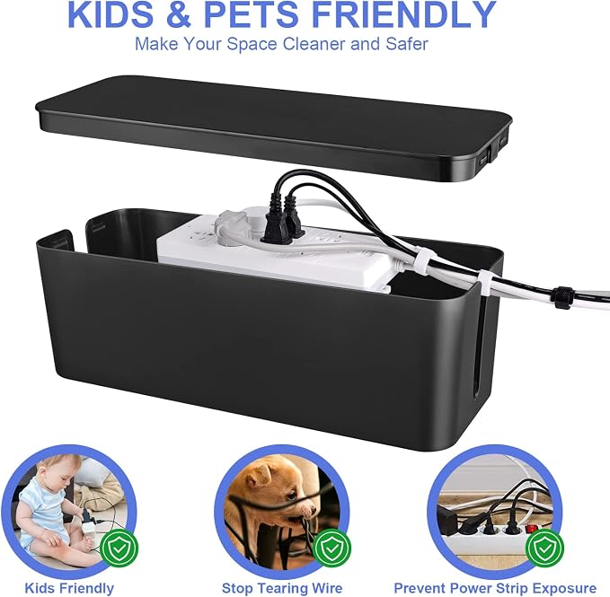 Chouky Cable Organizer Box Set of Three, Power Cover Cord Holder Surge Protector - Image 5