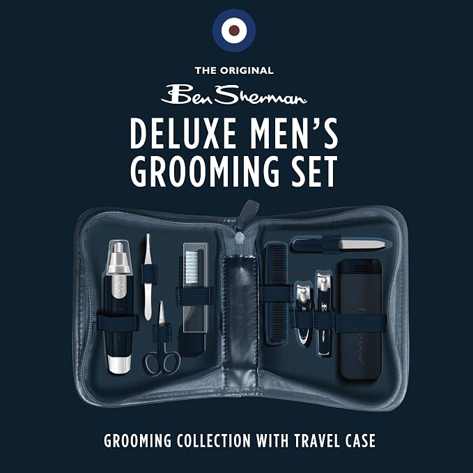 Ben Sherman Nail Clipper Set for Men, Nose Hair Trimmer, Tooth Brush, Scissors - Image 4