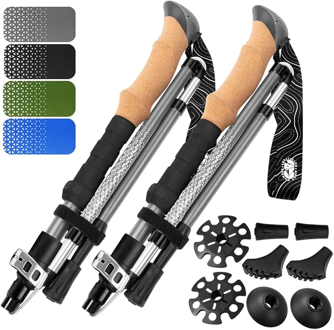 Premium Foldable Hiking Poles by USA Brand by HikerHungerOutfitters