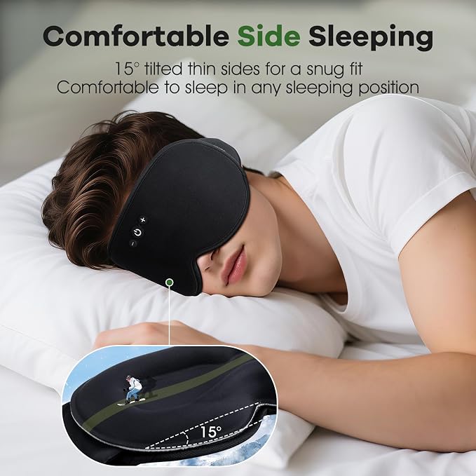 3D Sleep Headphones with Bluetooth 5.4 Sleep Mask, Bamboo Cotton Music Wireless - Image 2