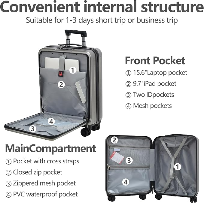 TydeCkare 20 Inch Carry On Luggage - Image 3