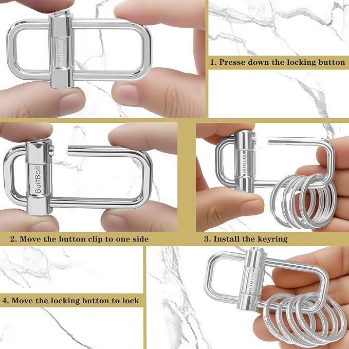 Key Chain, Heavy Duty Lock Key Ring Keychain Clip Key Holder Organizer - Image 3