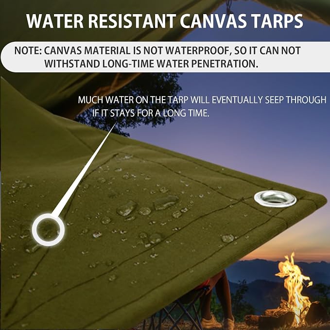 FoundGo Canvas Tarp 8x12ft Heavy Duty Waterproof Tarps - Image 4