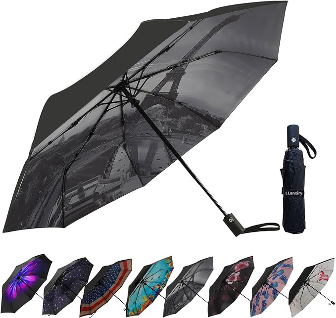 LLanxiry Compact Travel Umbrella, Mini Windproof Umbrellas by LLanxiry